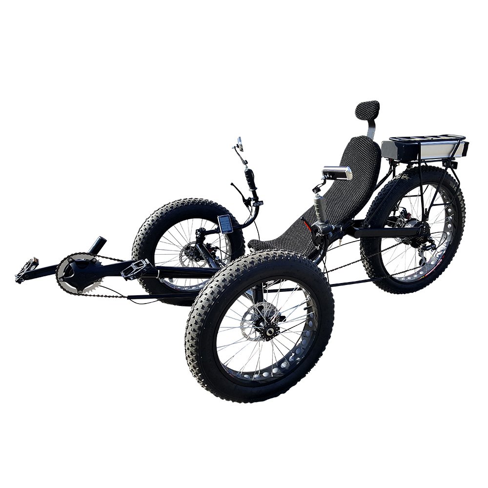 Outdoor Mountain 3 Three Wheel Foldable Fat Tire Recumbent Bike Cool Green Power Electric Velo Trike