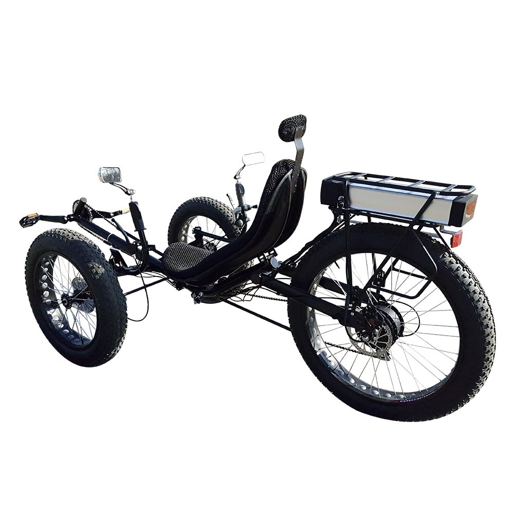 Outdoor Mountain 3 Three Wheel Foldable Fat Tire Recumbent Bike Cool Green Power Electric Velo Trike