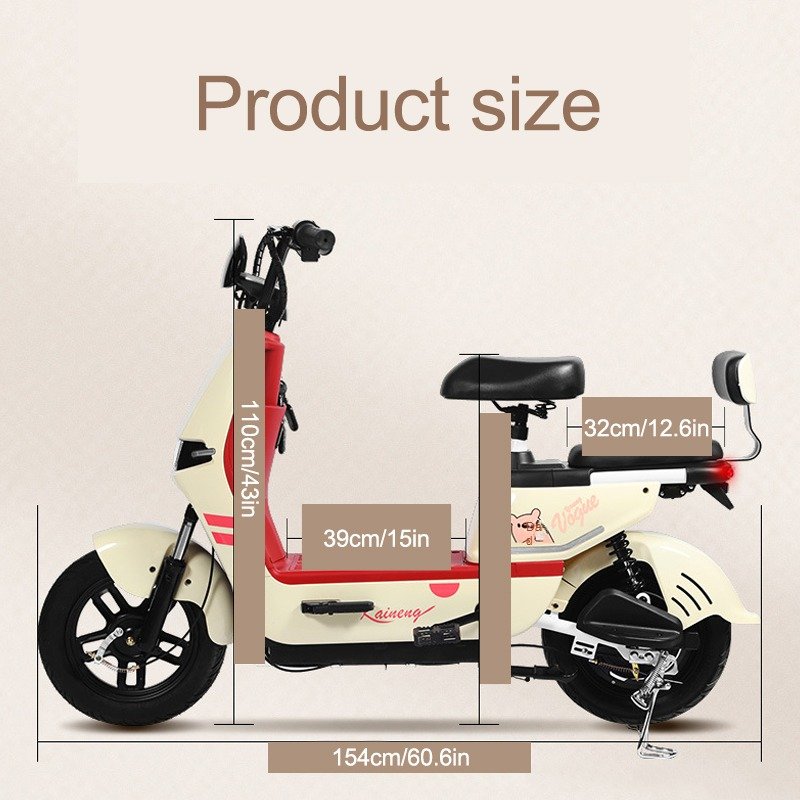 High Quality 25 mph Commuter Fast Adult Electric Moped Scooter 48V 350W Powerful 2 person Electric City Bike With Pedals