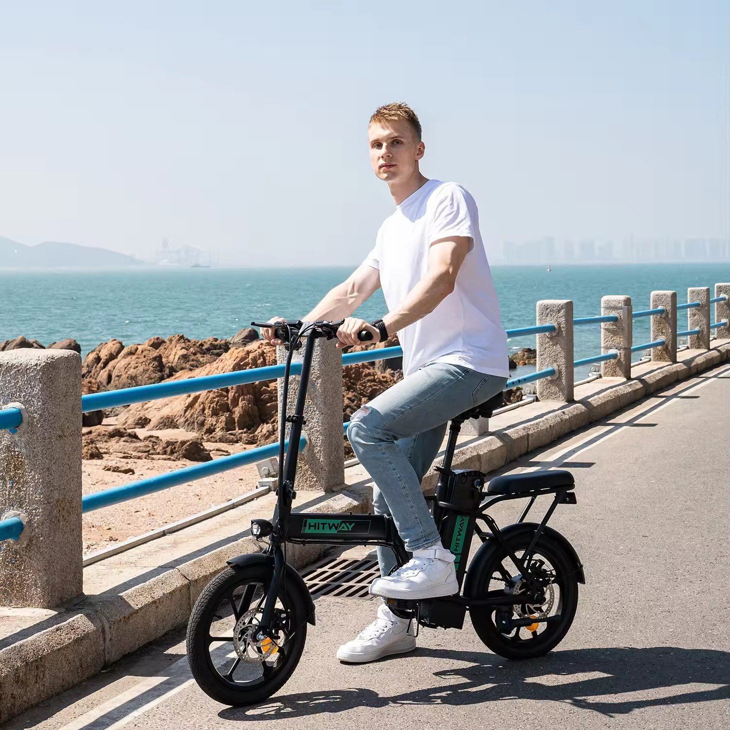 EU Warehouse Hitway BK5 Disc Brake Electric City Bike 36V 16 Inch Folding Electric Bicycle Fat Tire City Ebike
