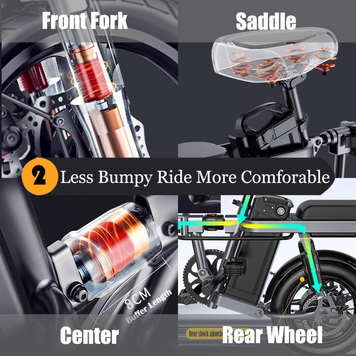 ENGWE T14 White electric bike 250W folding electric bicycle 14inch Mini electric bicycle 48V10A Adult city ebike 25KM/H