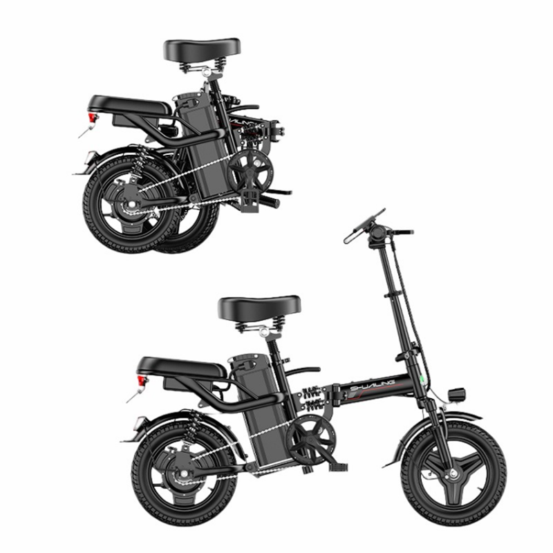 2024 Hot Sale 14-Inch Mini Folding Electric Bicycle 400W 48V Electric City Bike with 250W Motor Power Lithium Battery Supply