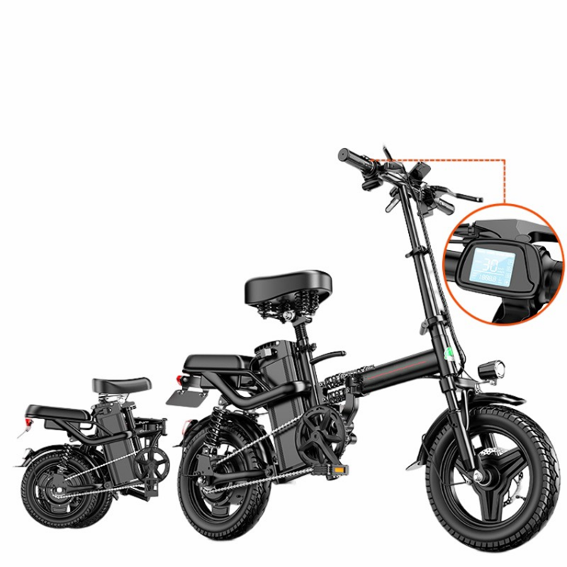 2024 Hot Sale 14-Inch Mini Folding Electric Bicycle 400W 48V Electric City Bike with 250W Motor Power Lithium Battery Supply