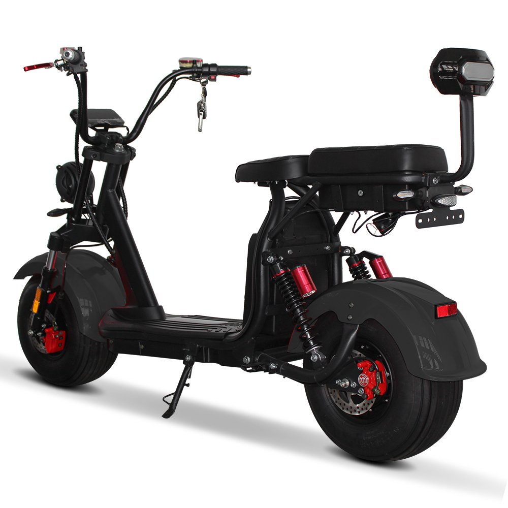 oil disc brake two seat with backrest 2000w 8 inch hub motor electric motorbike scooter ev city bike
