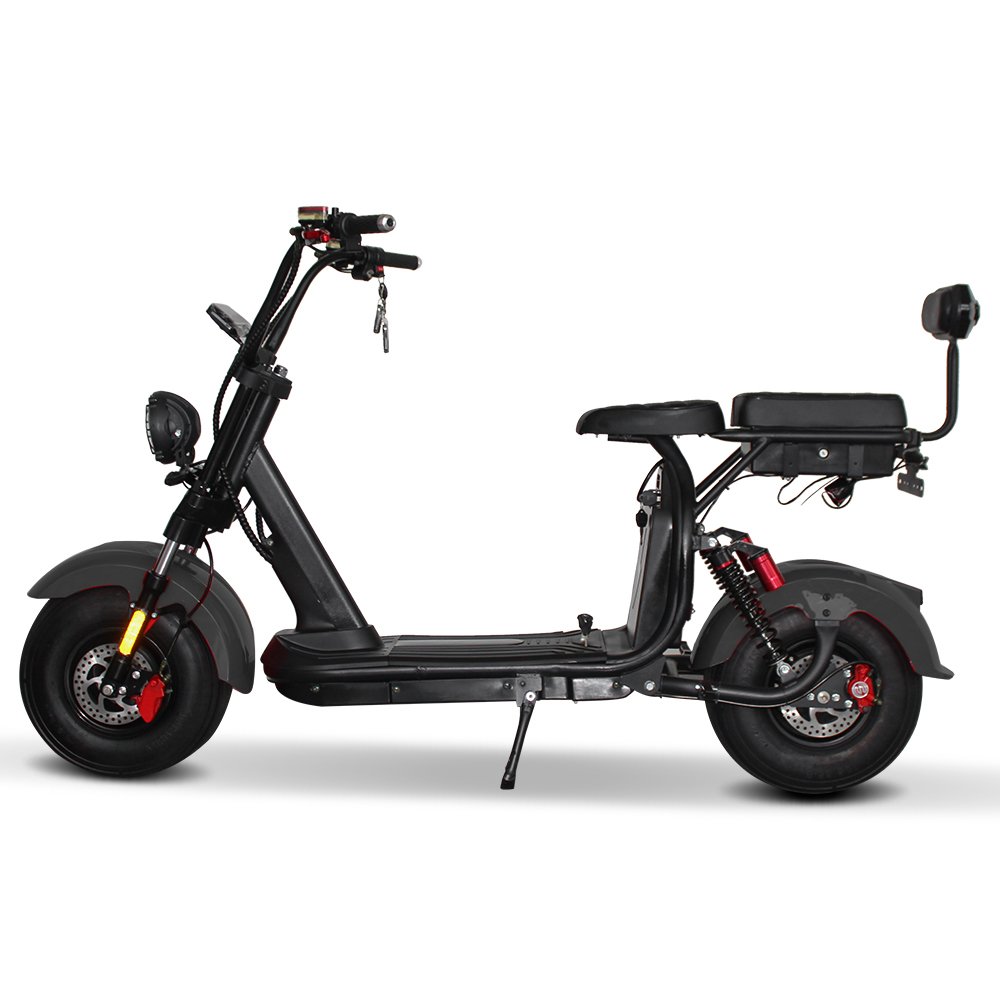 oil disc brake two seat with backrest 2000w 8 inch hub motor electric motorbike scooter ev city bike