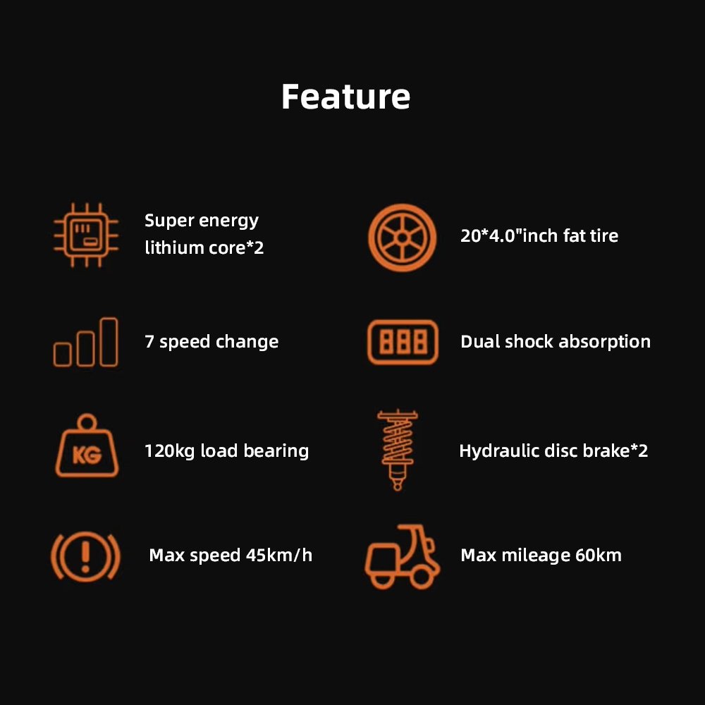 750W-1500W 48V Electric Mountain Bike with Disc Brake 20*4 Inch Fat Tire Ebike All Terrain for Adults Electric Bike
