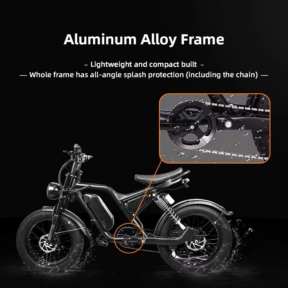 750W-1500W 48V Electric Mountain Bike with Disc Brake 20*4 Inch Fat Tire Ebike All Terrain for Adults Electric Bike