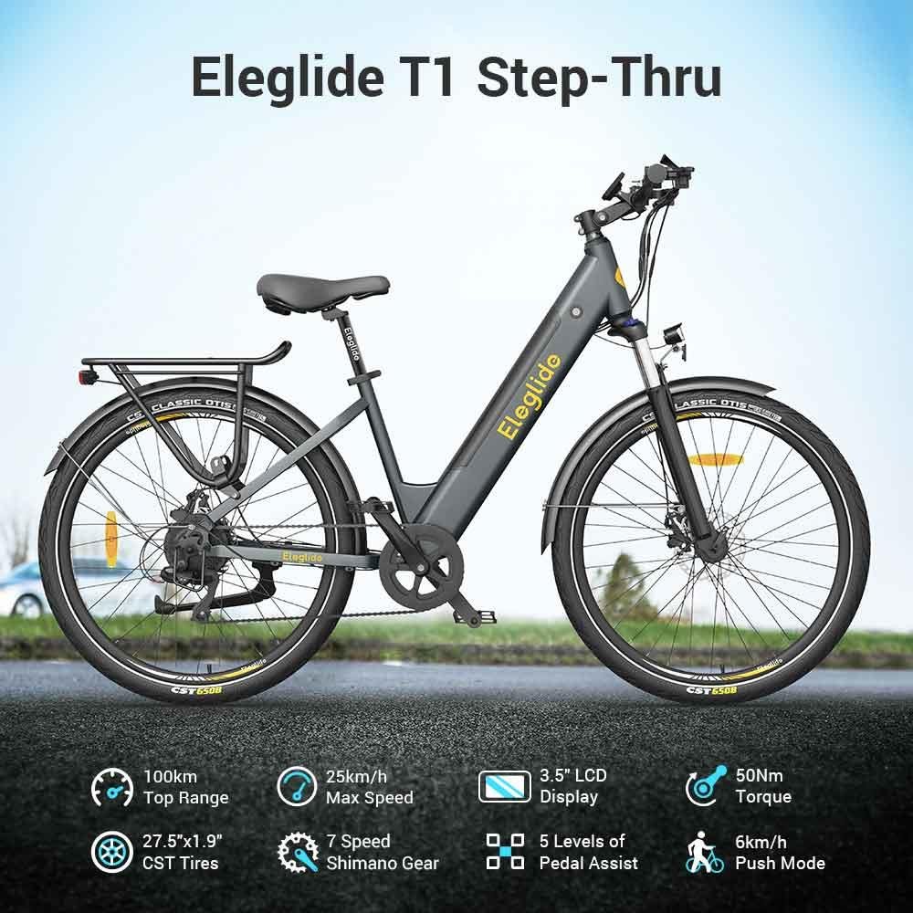 Poland Stock Eleglide T1 STEP-THRU 36V Controller Motor Max Power 250W All Terrian 27.5 Inch Adult Electric Bike