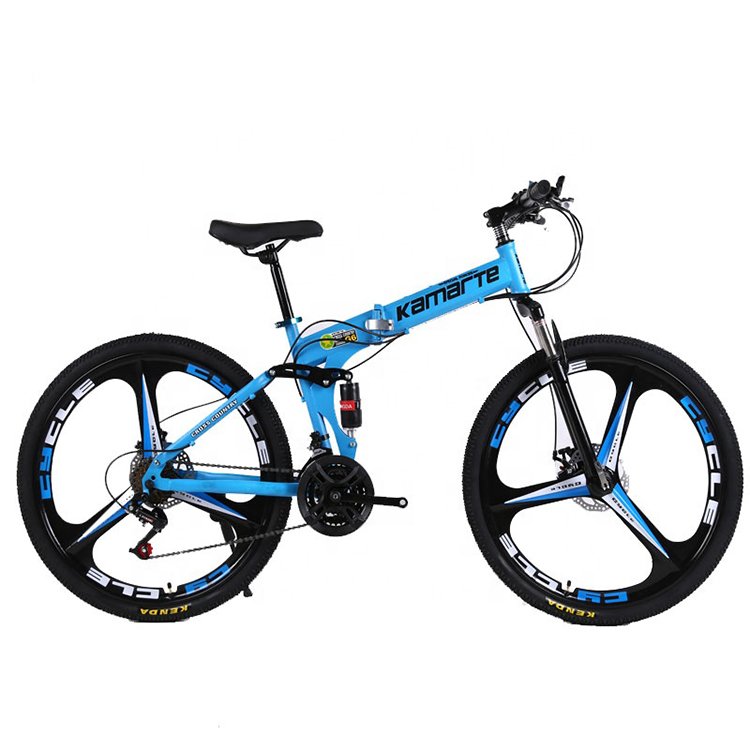 China wholesale one-wheel integrated three knife folding mountain bike / custom 21 gears 3 knifes rim foldable mtb bike for sale