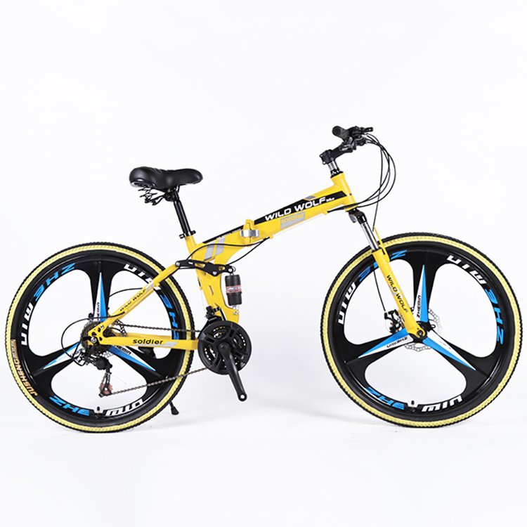China wholesale one-wheel integrated three knife folding mountain bike / custom 21 gears 3 knifes rim foldable mtb bike for sale
