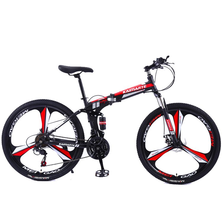 China wholesale one-wheel integrated three knife folding mountain bike / custom 21 gears 3 knifes rim foldable mtb bike for sale