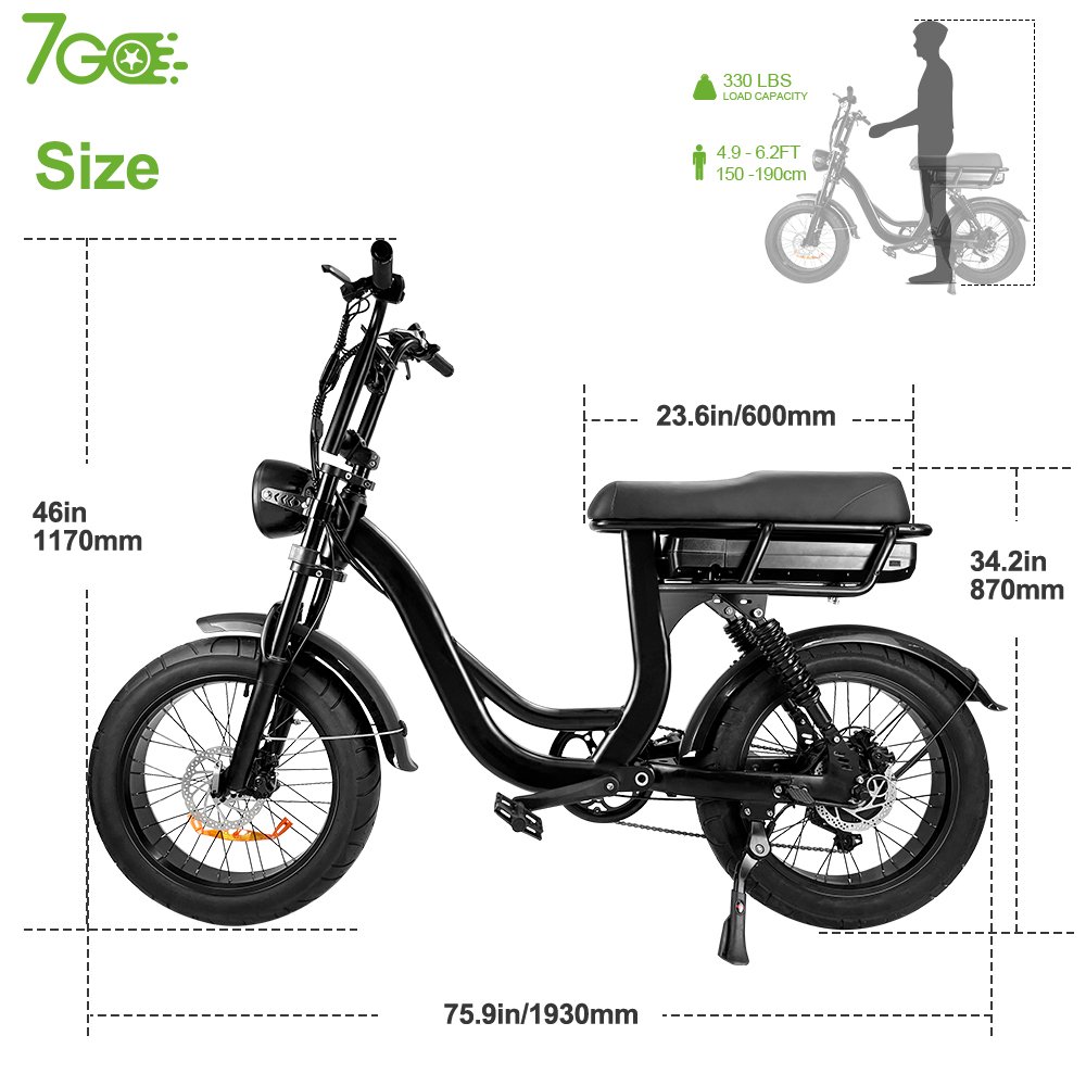 7Go EB8 warehouse 48V 750W rear hub motor electric cycle 7 speed gears 20 inch hydraulic brake fat tyre electric road bike