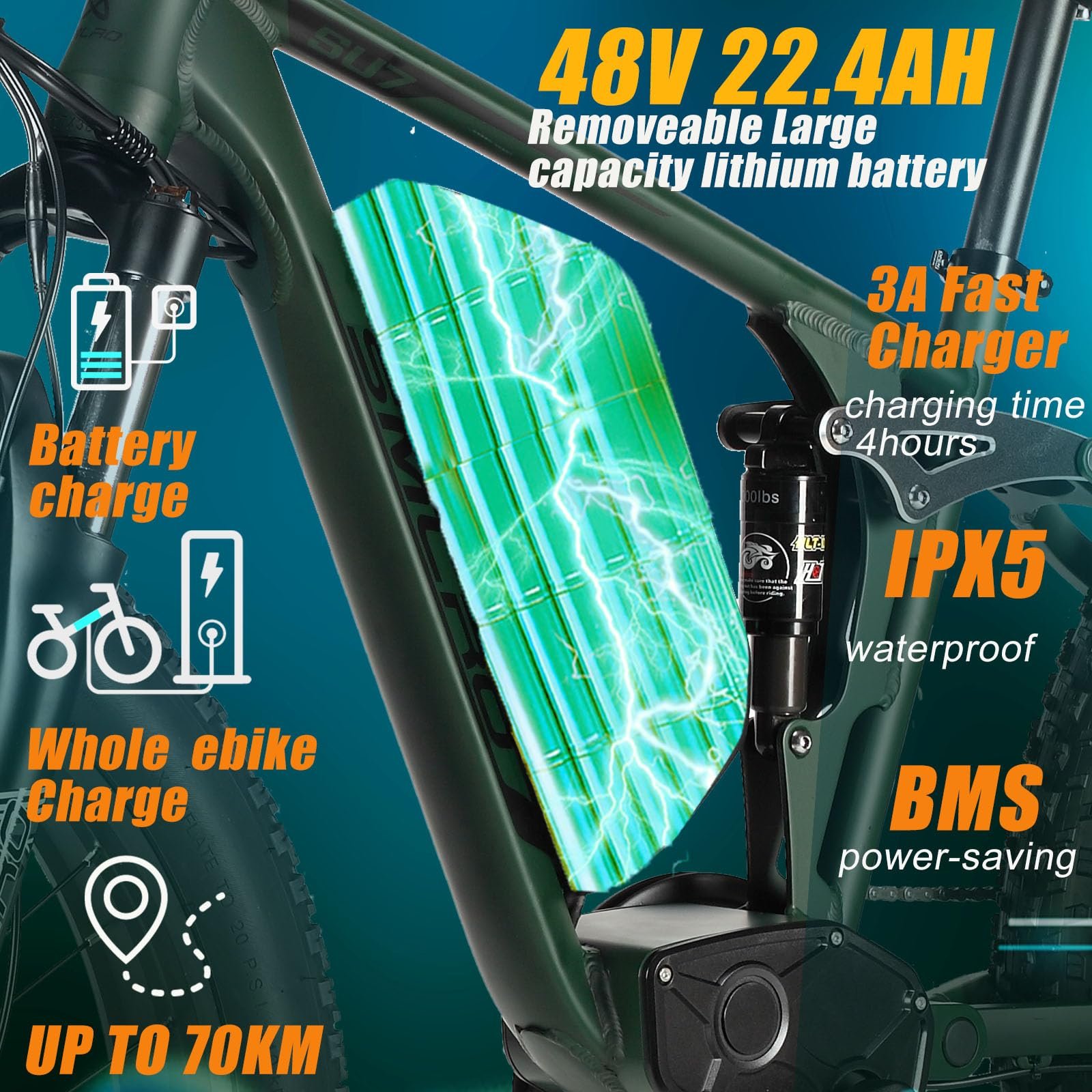 US In Stock SMLRO SU7 2000W Motor Electric Bicycle for Adult 48v 22.4ah 26inch Shimano 7 Speed Ebike mountain ebike