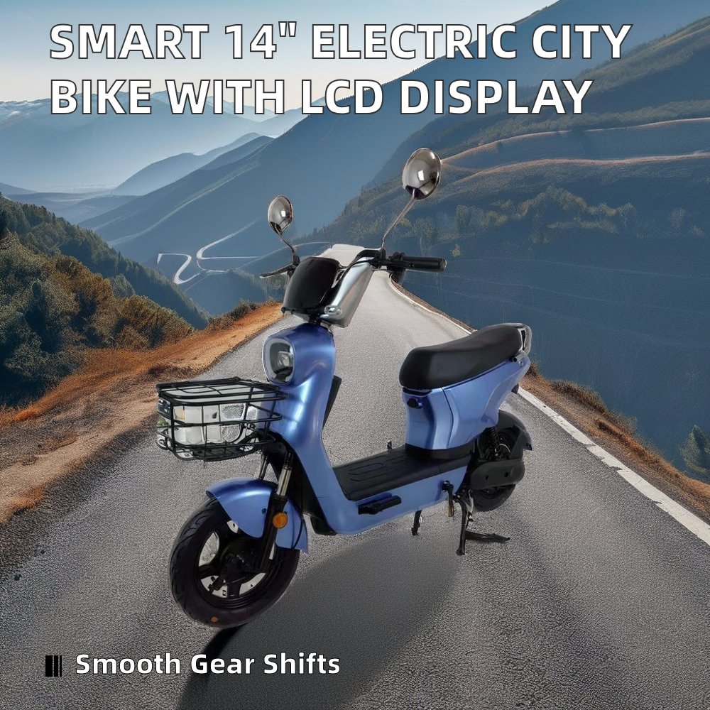 14-Inch 500W 20Ah 48V Electric Smart City Bike Integrated 400W Motor Steel Frame LCD Display Lead Acid Battery Sensor Controller