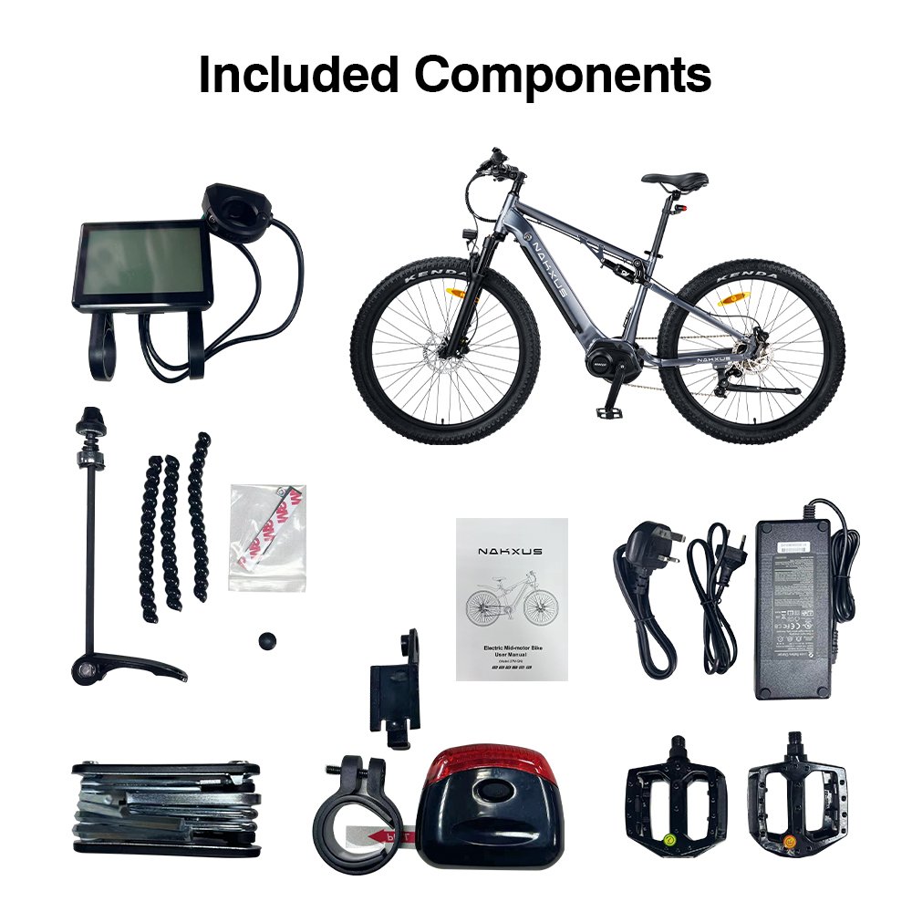 NAKXUS 27M201 350W 48V 10.4Ah Lithium Battery Electric Mountain Bike 9 Speed Central Sensor Aluminum Frame City Mountain Riding