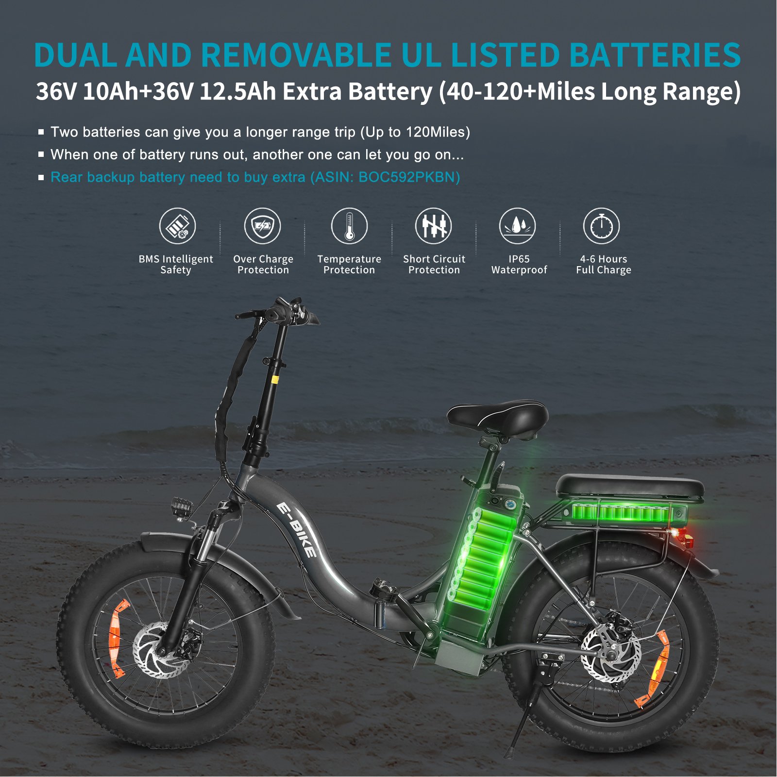 20Inch Dual Battery Ebike Mountain Bike Bicicletta Elettrica 500 Watt Electric City Bike