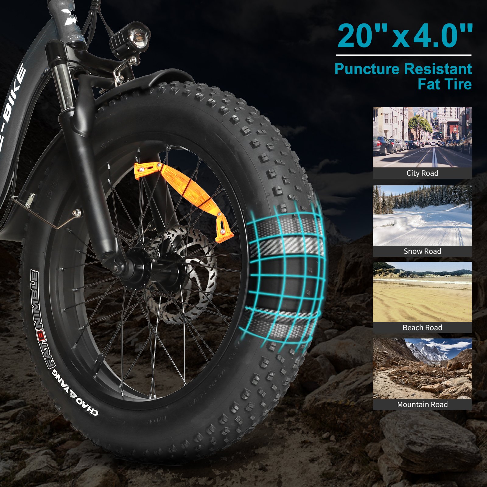 20Inch Dual Battery Ebike Mountain Bike Bicicletta Elettrica 500 Watt Electric City Bike