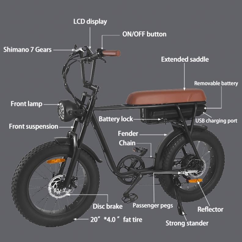 48V 500W motor fat tire electric bicycle bicicleta electrica tandem para dos personas electric bike snow beach mountain elect