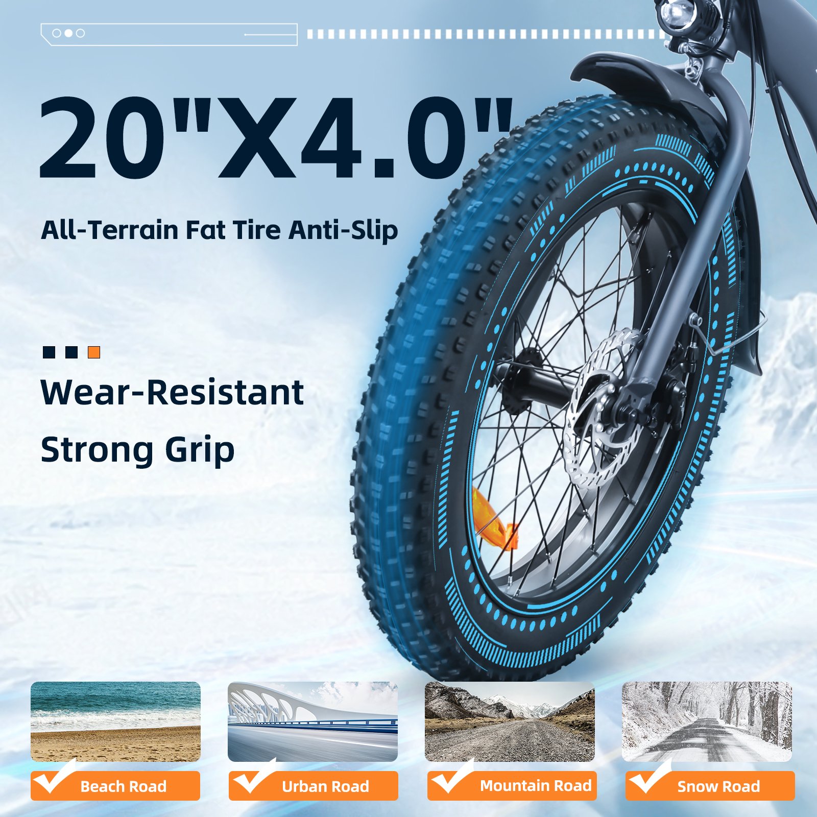 20x4.0 inch Fat Tire Folding E-Bike 500W Motor 10AH Lithium Battery e bikes 2022 electric bicycle