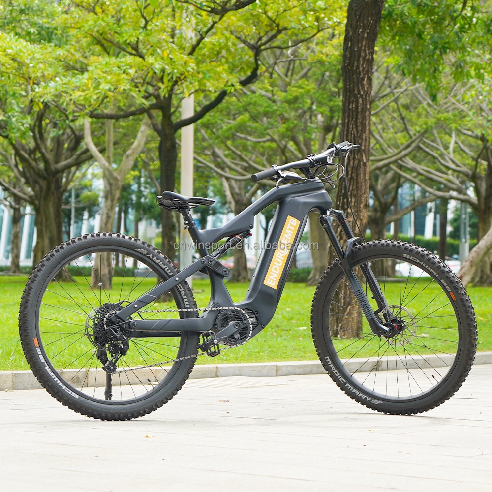 US Stock 500W Full Suspension Electric Mountain Bike 48V 20Ah 11speed Mid Drive Motor Enduro 29 inch 32km/h Carbon Fiber Ebike