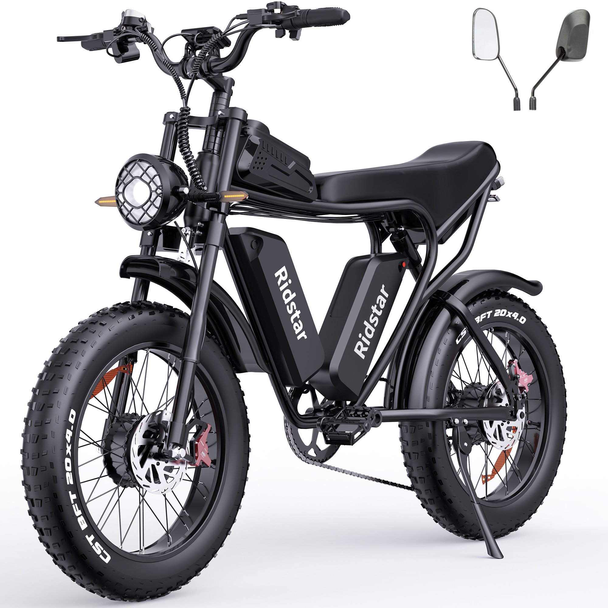 20-Inch Electric Bike for Adults City Ebike with 2000W Motor 52V 40AH Integrated Battery Steel Frame LCD Battery Display
