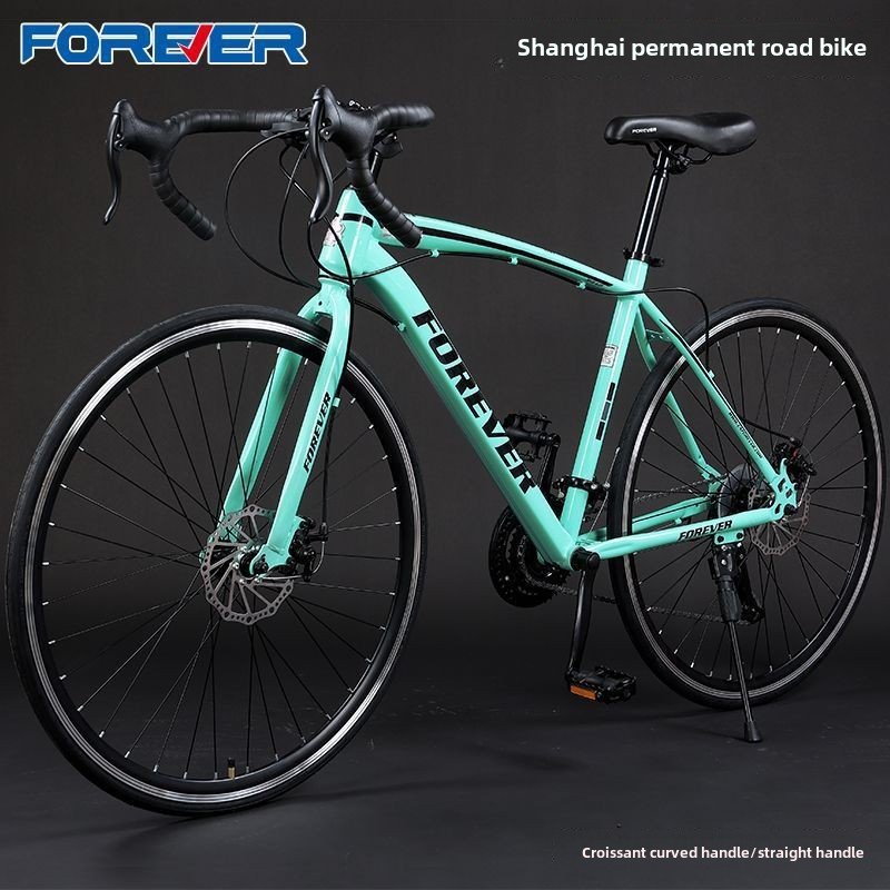 30-Speed Road Bike Curved Handlebar Straight Cross-Country Mountain Bike Variable Speed Disc Brake Muscle Fitness Car Steel Fork