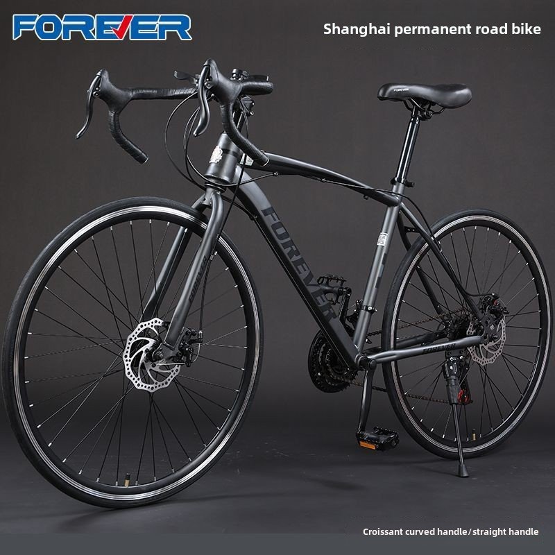 30-Speed Road Bike Curved Handlebar Straight Cross-Country Mountain Bike Variable Speed Disc Brake Muscle Fitness Car Steel Fork