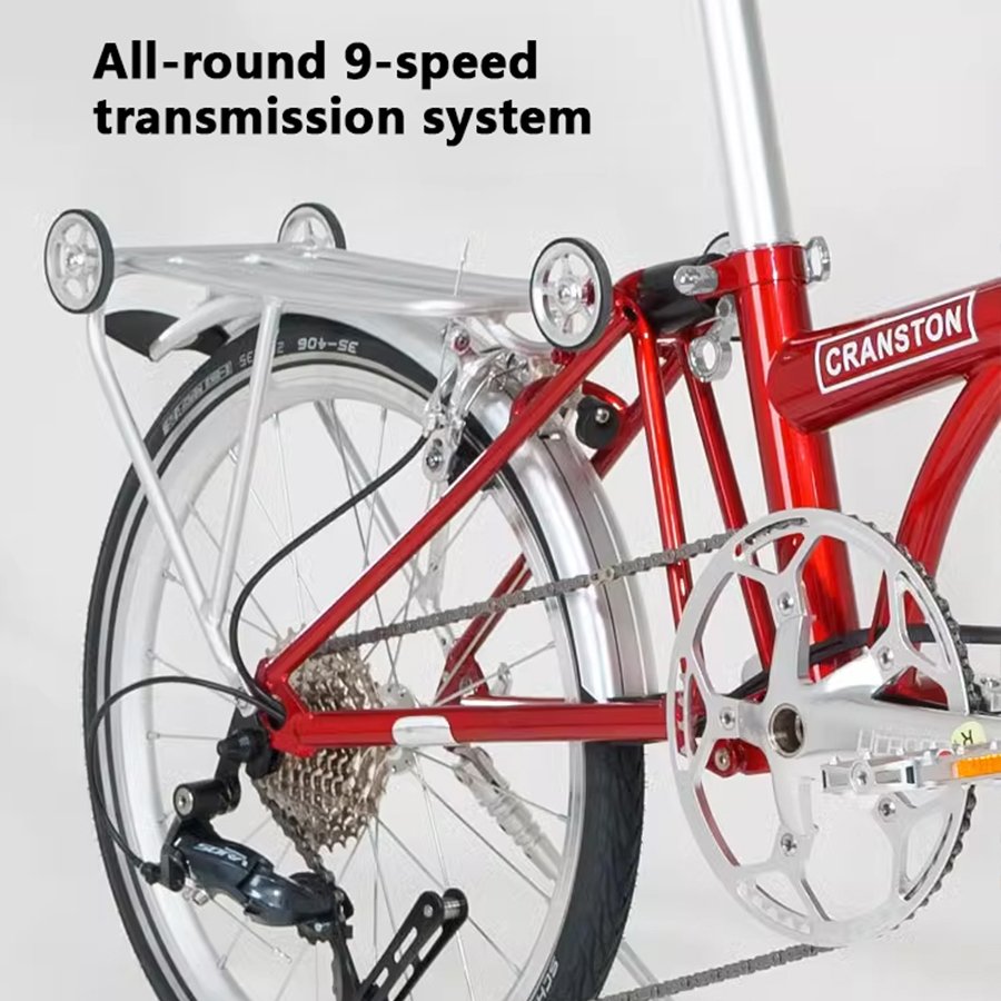 Fashion Design Blaze Red Portable 9 Speed Folding Bicycle 20 Inch Adult Bikes Bicycle Aluminum Alloy Mountain Bike Ladies' Gift