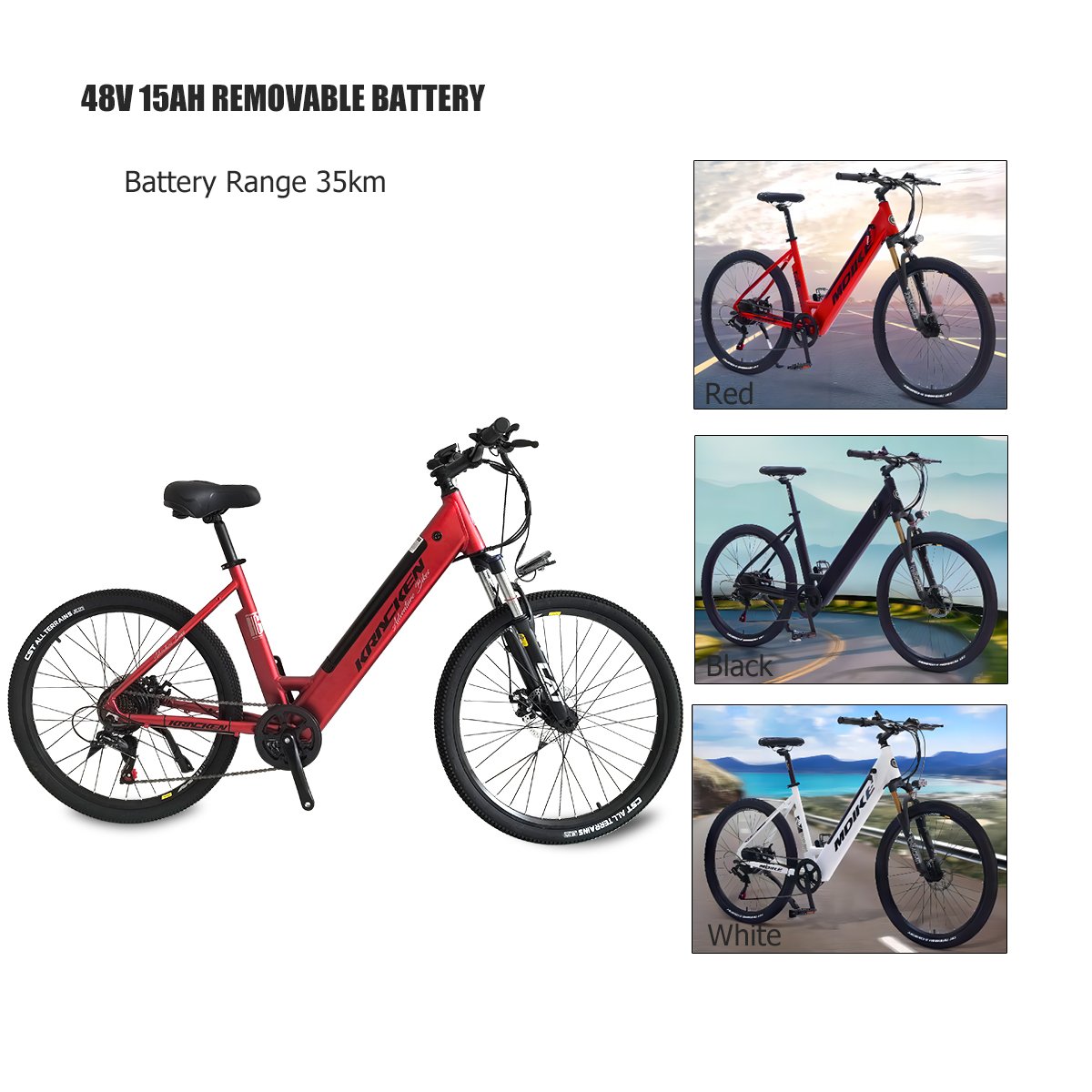350W 26 Inch CST Tire 36v Battery 35km Electric Bike Bicycle Vintage Retro Mountain Ebike