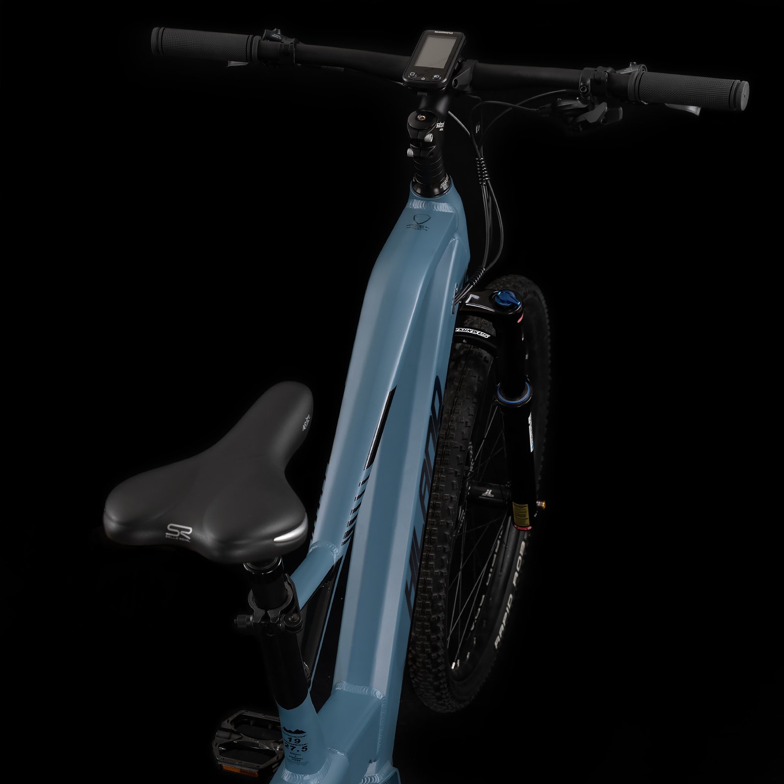 JOYKIE 250W mid drive motor full suspension frame electric mountain bike mtb ebike with double battery