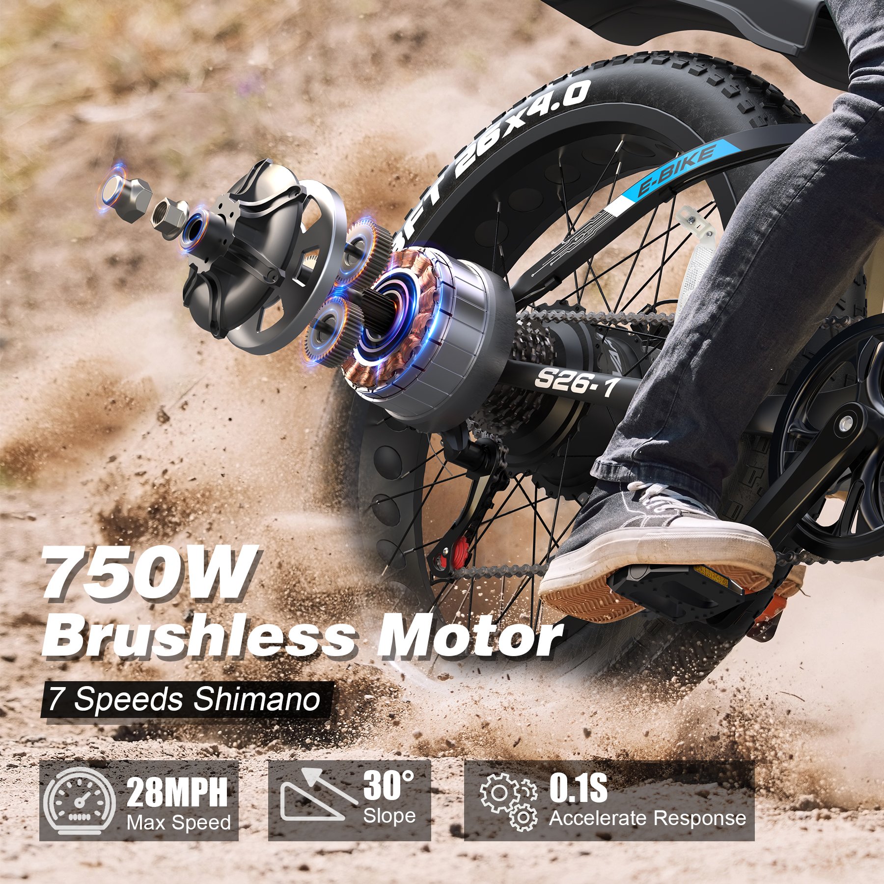 VARUN Warehouse Stock Dropshipping Triple Hydraulic Suspension 1000W 26*4" Fat Tire 40KPH Fast Long Rang Electric Mountain Bike
