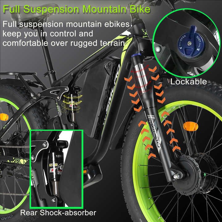 48V 22.4AH 2000W 26" Fat Tire Electric Bike 35MPH Mountain EBike