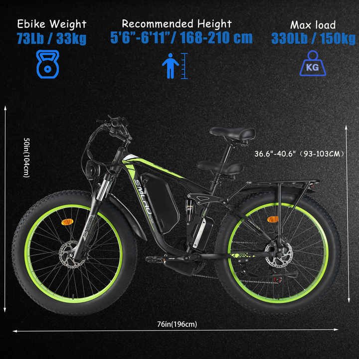 48V 22.4AH 2000W 26" Fat Tire Electric Bike 35MPH Mountain EBike