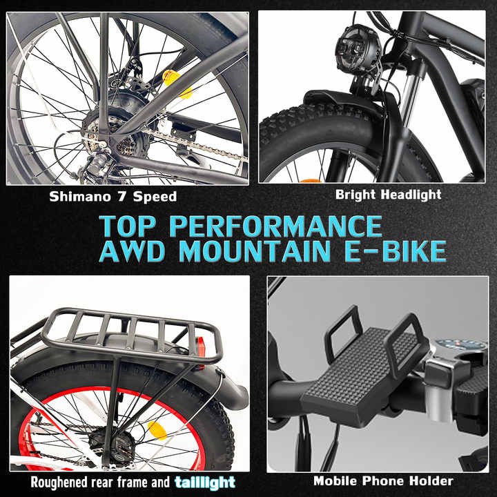 48V 22.4AH 2000W 26" Fat Tire Electric Bike 35MPH Mountain EBike
