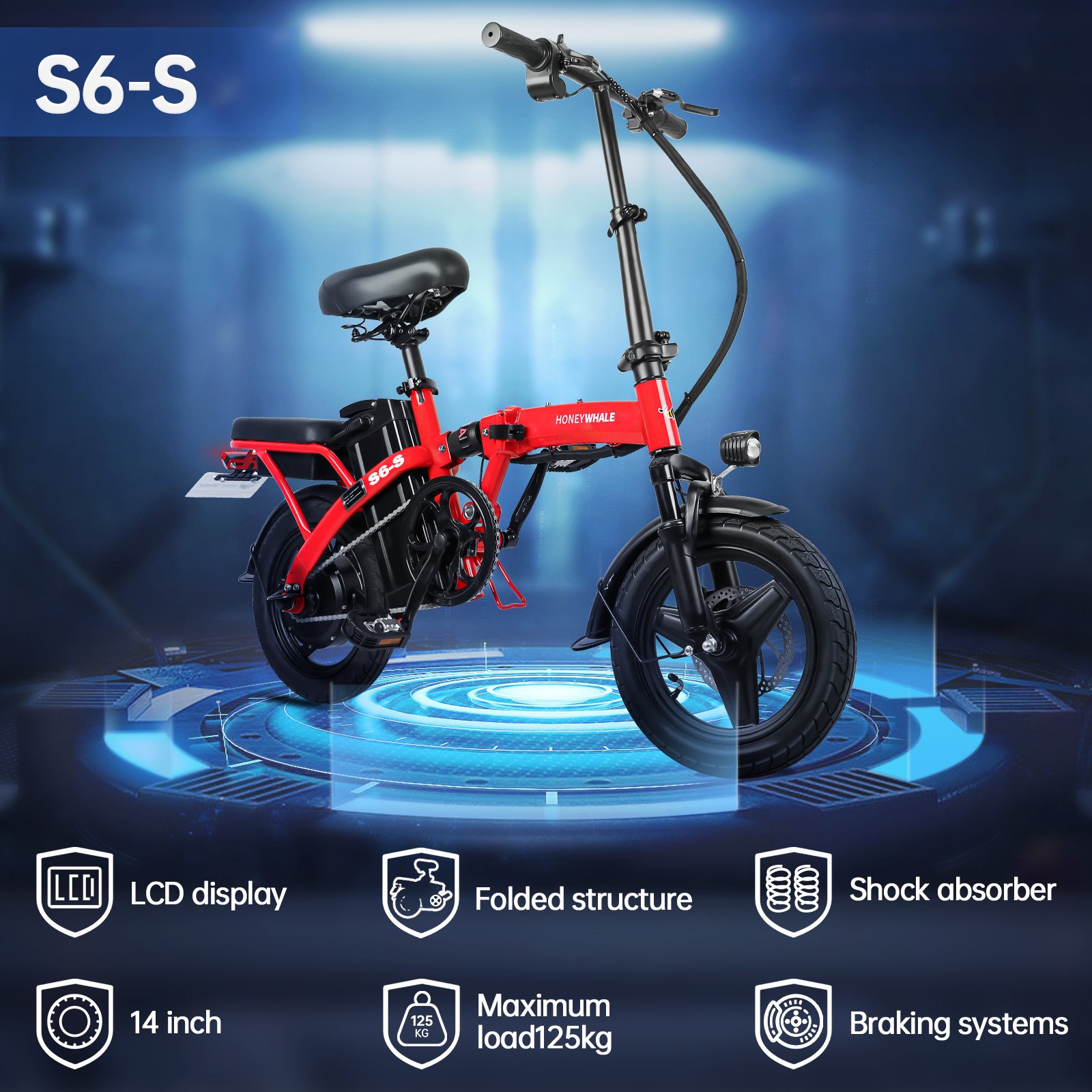 Europe delivery Honywale S6 48V 10.4AH bicicletas mountain bike 14 inch city bikes bicycle 250W electric bike bicycle for adults
