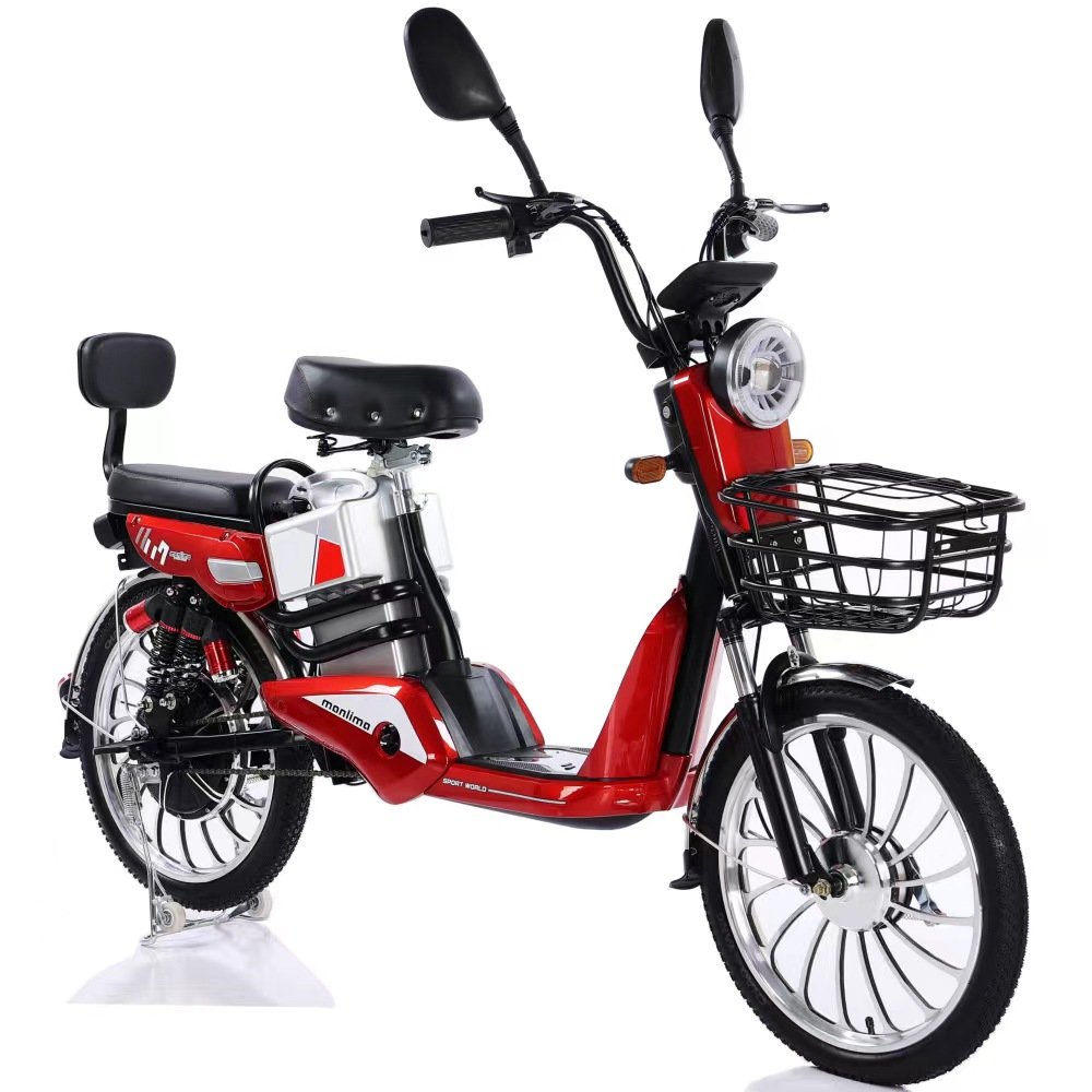 20 * 2.125 inch electric bicycle 48V lead-acid battery electric bicycle two wheeled women with hanging basket 350W motor