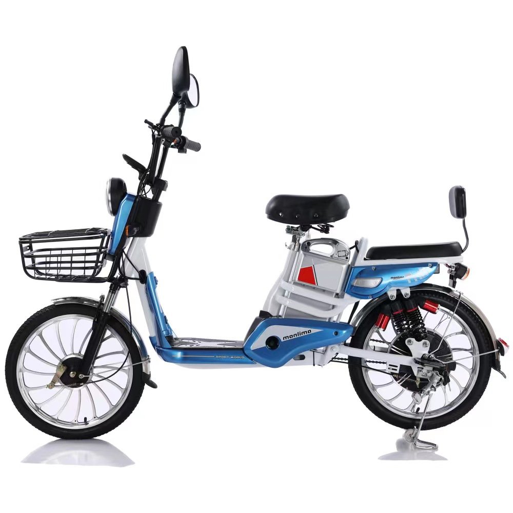 20 * 2.125 inch electric bicycle 48V lead-acid battery electric bicycle two wheeled women with hanging basket 350W motor