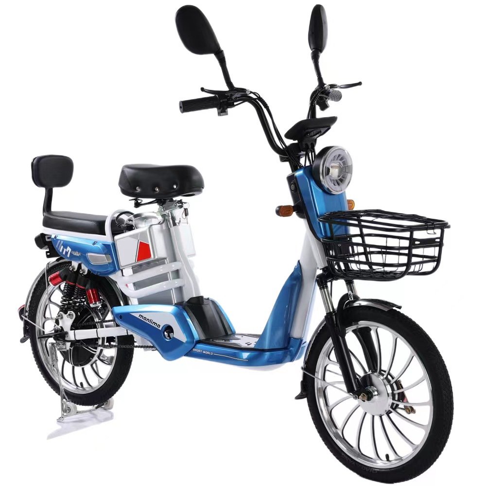 20 * 2.125 inch electric bicycle 48V lead-acid battery electric bicycle two wheeled women with hanging basket 350W motor