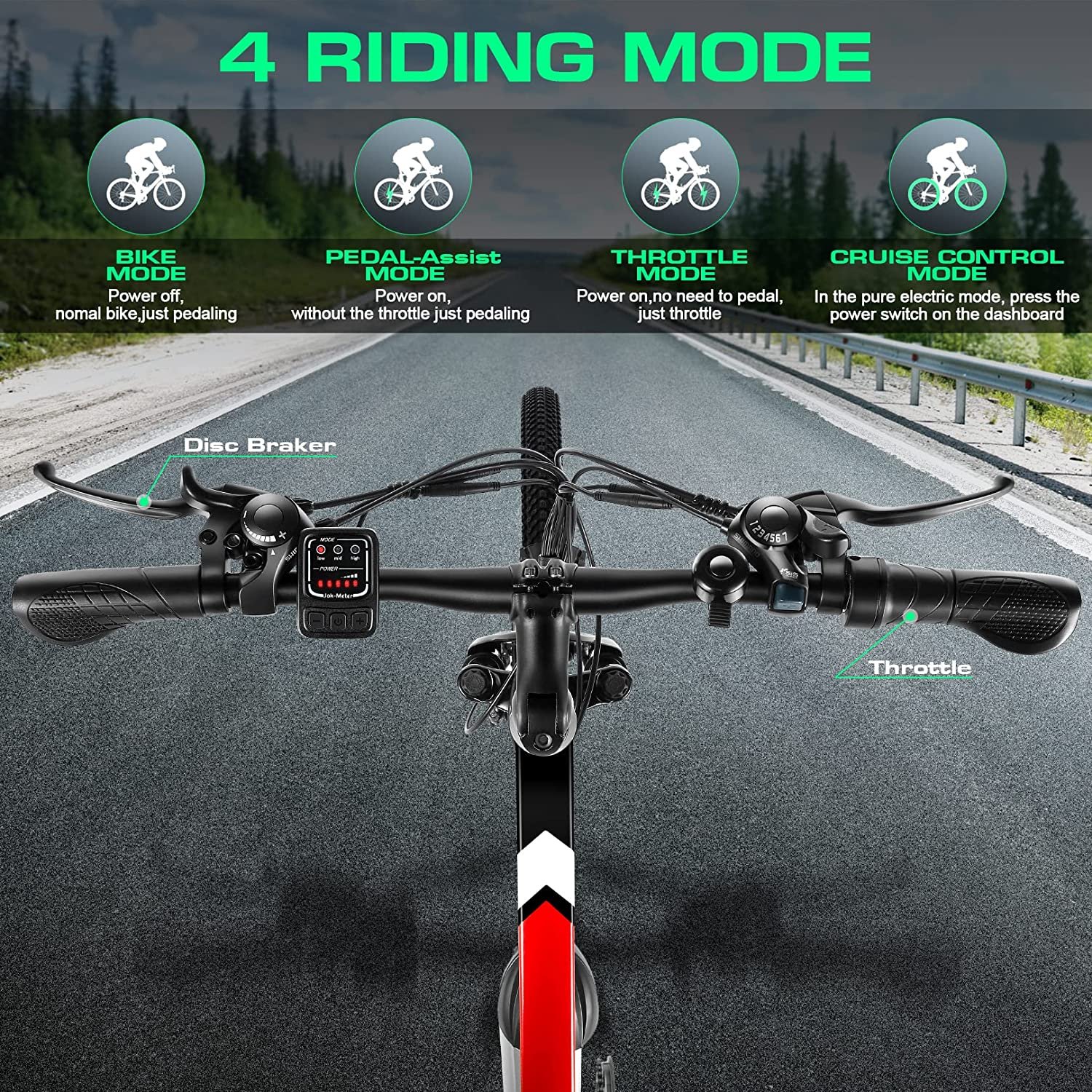 BLJ Electric Bike for Adults, 26" Ebike 500W Adult Electric Bicycles, 20MPH Electric Mountain Bike with 48V Removable Battery