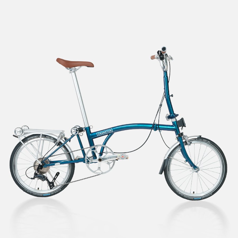 Ice Blue 16Inch Frame Aluminum Alloy Mountain Bike 9-Speed Bicycle Double Brake Front & Rear Quick Release Folding Cycling Bike