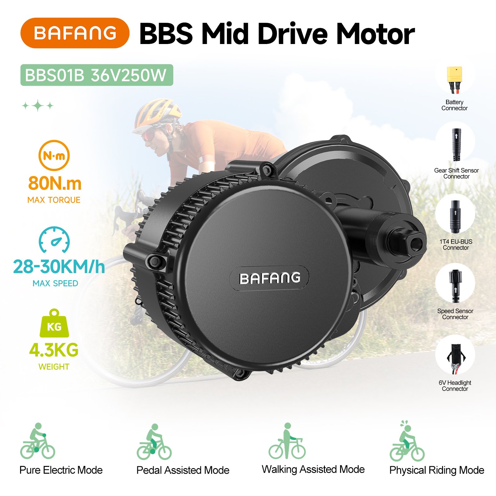 Bafang BBS 36V 48V 250W 350W 500W 750W Electric Bike Conversion Kit Mid Drive Motor Ebike Conversion Kit EU UK Warehouse
