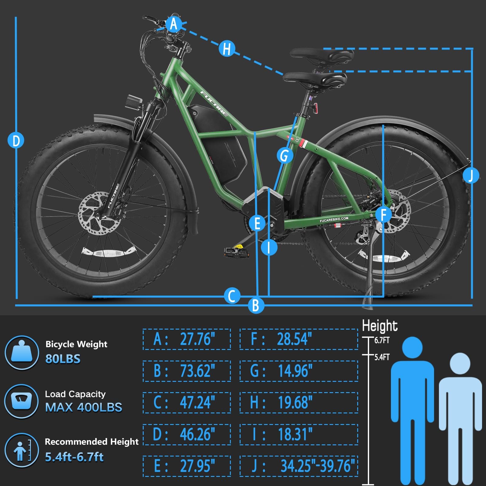 US Fucare Hot Sale Long Range 26"Fat Tire Delivery Cargo Electric City Bike MTB Cycle Steel Frame Mountain Bicycles for Men