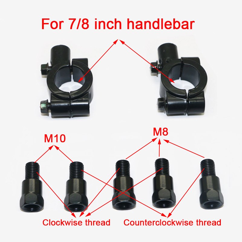 M8 M10 Universal Motorcycle Rear View Mirror 10mm & 8mm for ATV Scooter Racing Bike Motocross Sportbike