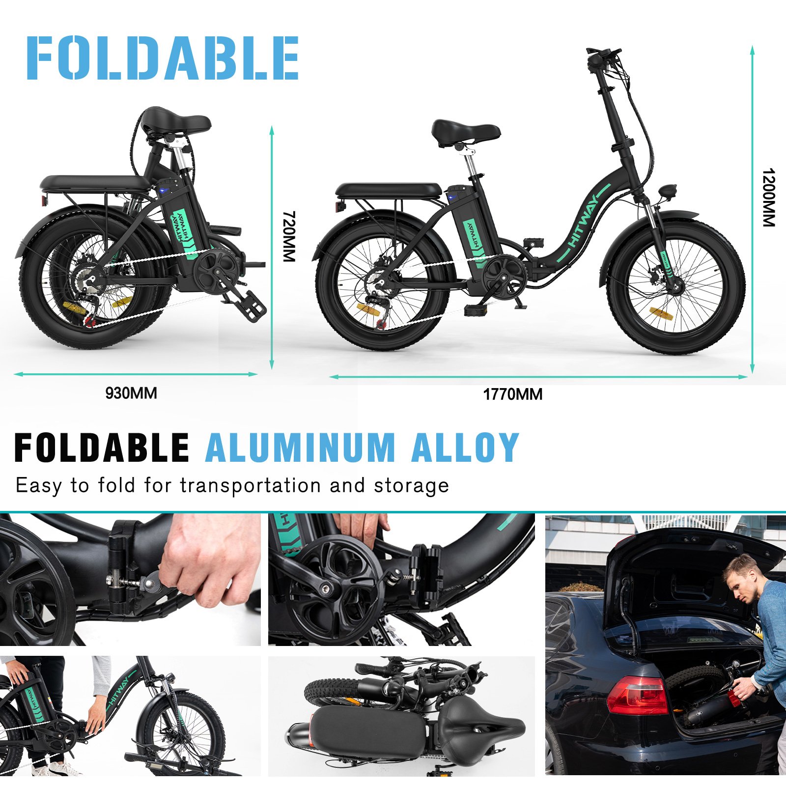 EU UK Stock BK6S E Bike 20 inch E-Fatbike 250 W Motor 36V 11.2Ah Battery Folding City E-Bike LCD Display 7 Gears Electric Bike