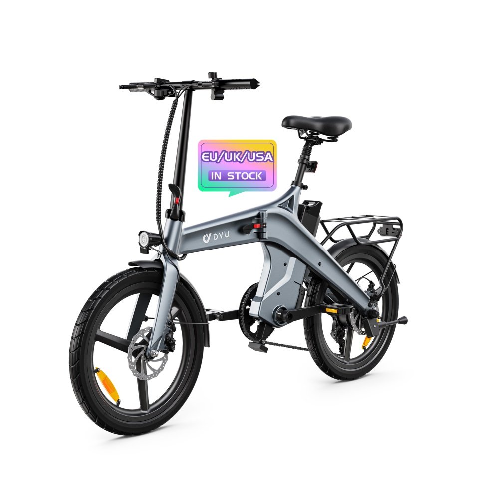 DYU in stock lightweight 250 watt folding ebike electric city bicycle 20 inch electric folding bike