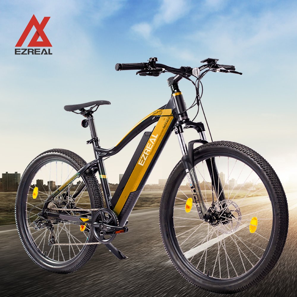 36V Ezreal Electric Mountain Bike 10.5Ah Lithium Battery 27.5 Inch 24 Speed 350W Mid Aluminum Alloy 250W Rear Hub 36V EMTB Ebike