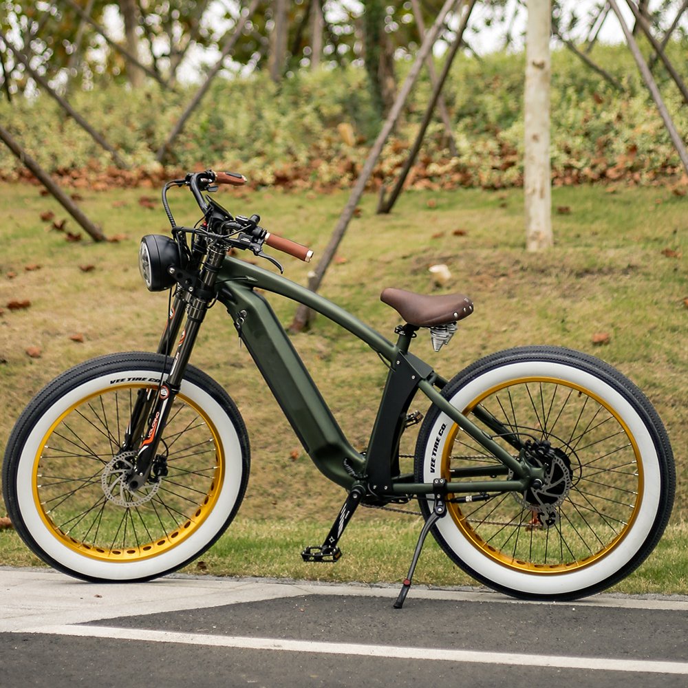 2022 New Design 48V Motor 350/500/1000W Power 26*4.0 inch Fat Tire Retro Chopper Design City Road Electric Bike Bicycle E Bike
