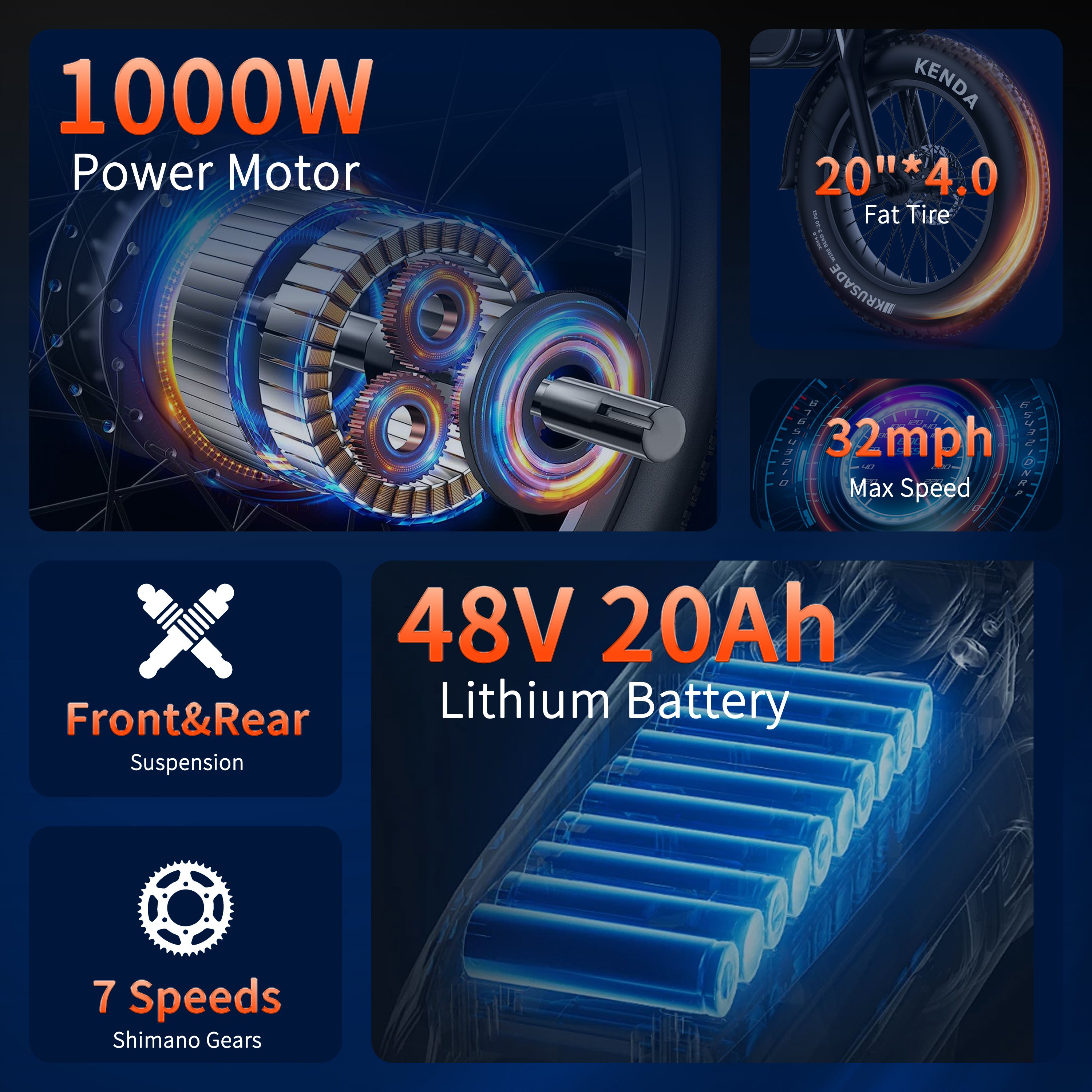 2024 New Design EU Warehouse Phnholun C8 Pro Electric Mountain Bike 1000W 20AH For Outdoor
