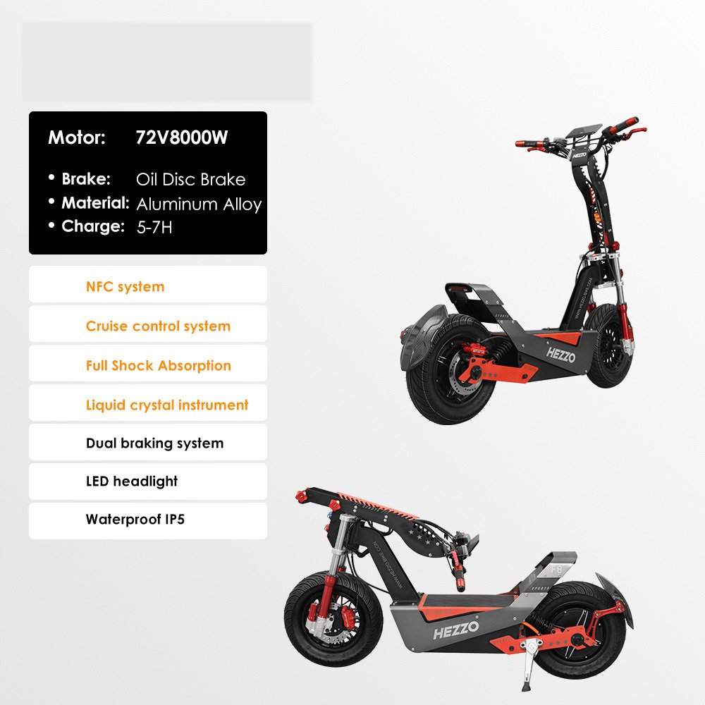 Electric scooter can replace 8000W60V40AH off-road dual drive foldable electric scooter