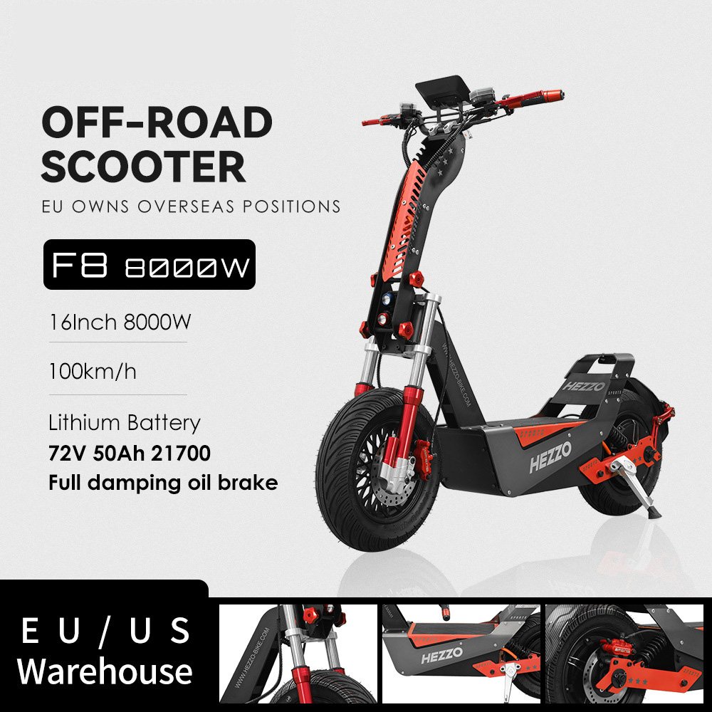 Electric scooter can replace 8000W60V40AH off-road dual drive foldable electric scooter